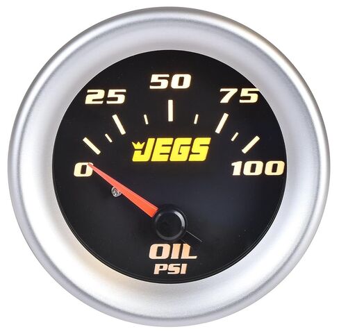 مقياس ضغط الزيت JEGS | 2-1/16 بوصة القطر | كهرباء | 0 إلى 100 رطل لكل بوصة مربعة | وجه اسود | تتضمن وحدة إرسال NPT مقاس 1/8 بوصة in Kuwait