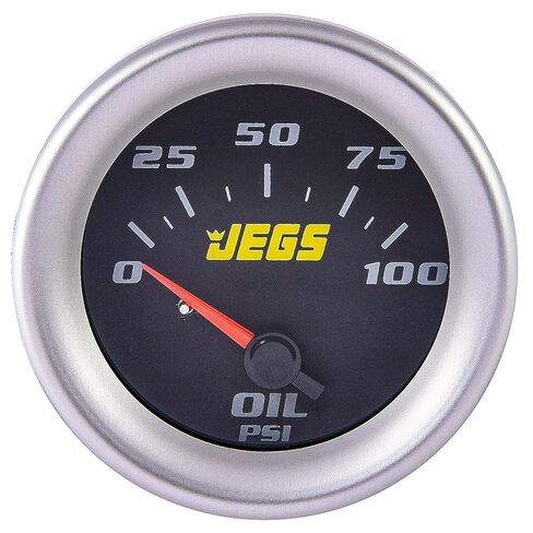 مقياس ضغط الزيت JEGS | 2-1/16 بوصة القطر | كهرباء | 0 إلى 100 رطل لكل بوصة مربعة | وجه اسود | تتضمن وحدة إرسال NPT مقاس 1/8 بوصة in Kuwait