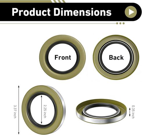 4-Pack Trailer Wheel Grease Seals, 2.25" ID x 3.376" OD Double Lip Grease Seal, Replacement for 010-036-00 01003600 22333TB, Compatible with 5200-7000lb Trailer Axles in Kuwait