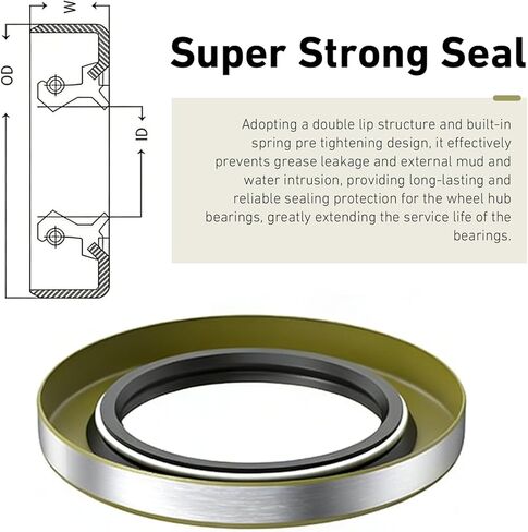 4-Pack Trailer Wheel Grease Seals, 2.25" ID x 3.376" OD Double Lip Grease Seal, Replacement for 010-036-00 01003600 22333TB, Compatible with 5200-7000lb Trailer Axles in Kuwait