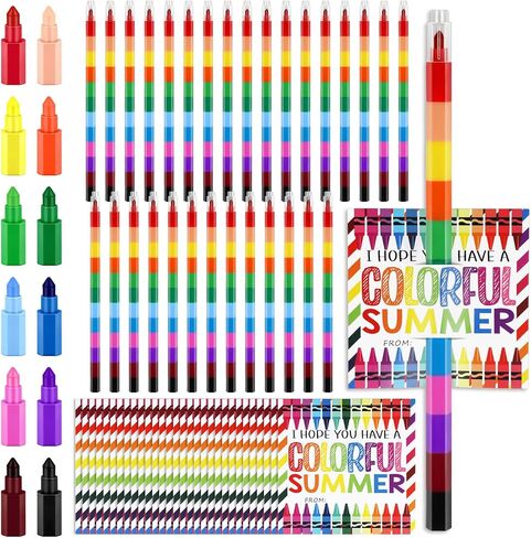 30 Set End of School Year Student Gifts Bulk 12 Colors Stacking Crayons Stackable Buildable Crayons DIY Rainbow Pencil Coloring Drawing Sketching Art Painting Craft Supplies for Classroom Office Schoo in Kuwait
