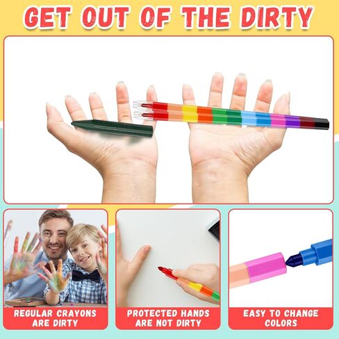 30 Set End of School Year Student Gifts Bulk 12 Colors Stacking Crayons Stackable Buildable Crayons DIY Rainbow Pencil Coloring Drawing Sketching Art Painting Craft Supplies for Classroom Office Schoo in Kuwait