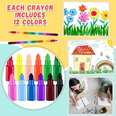 30 Set End of School Year Student Gifts Bulk 12 Colors Stacking Crayons Stackable Buildable Crayons DIY Rainbow Pencil Coloring Drawing Sketching Art Painting Craft Supplies for Classroom Office Schoo in Kuwait