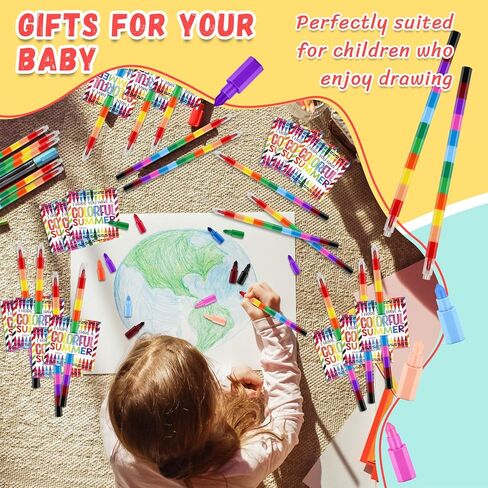30 Set End of School Year Student Gifts Bulk 12 Colors Stacking Crayons Stackable Buildable Crayons DIY Rainbow Pencil Coloring Drawing Sketching Art Painting Craft Supplies for Classroom Office Schoo in Kuwait