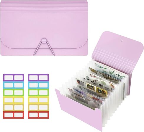 Sticker Storage Organizer with 13 Expandable Pockets A6 Large Capacity Sticker Organizer Binder Holder for Collecting Stickers Scrapbook Paper Organization Box Washi Tape Journal Album (Purple) in Saudi Arabia