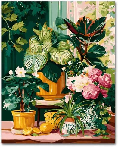 ICYANART Plant Paint by Numbers Kit for Adults, Plant Paint by Numbers for Beginners Easy, Acrylic Calathea Orbifolia Painting by Numbers for Gifts 16x20 inch in Saudi Arabia