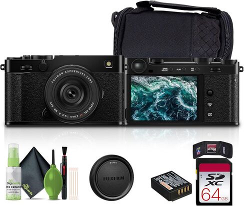 FUJIFILM X-E5 Mirrorless Digital Camera with XF 23mm f/2.8 Lens (Silver) Bundle with 64GB UHS-II SDXC Memory Card + Carrying Case + Cleaning Kit + Memory Card Wallet + USB Card Reader, SD/microSD in Saudi Arabia