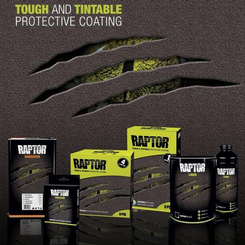 طقم بطانة سرير الشاحنة من U-POL Raptor GM باللون الأبيض من اليوريثان مع مسدس رش مخصص مع منظم، 4 لتر in Kuwait