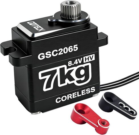 GOTECK 7KG عزم دوران عالي بدون قلب مع حامل معدني وقرن مؤازر، ترقية توجيه 8.4 فولت لزاحفات TRX4M 1/18 وSCX24 1/24 RC - تعمل على إصلاح توجيه المخزون الضعيف للبنيات الثقيلة in Kuwait