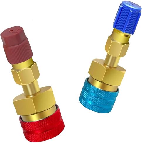 wzp 2pcs محول r1234yf، r1234yf إلى r134a مقرنة سريعة، الأزرق والأحمر ارتفاع منخفض الجانب موصل تحويل عدة لr1234yf المبردات نظام تكييف الهواء الإخلاء إعادة الشحن in Kuwait