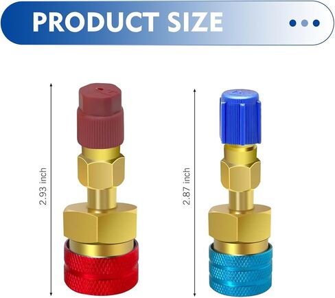 wzp 2pcs محول r1234yf، r1234yf إلى r134a مقرنة سريعة، الأزرق والأحمر ارتفاع منخفض الجانب موصل تحويل عدة لr1234yf المبردات نظام تكييف الهواء الإخلاء إعادة الشحن in Kuwait