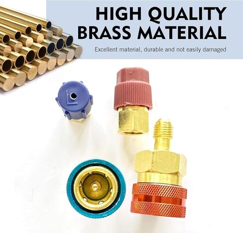 wzp 2pcs محول r1234yf، r1234yf إلى r134a مقرنة سريعة، الأزرق والأحمر ارتفاع منخفض الجانب موصل تحويل عدة لr1234yf المبردات نظام تكييف الهواء الإخلاء إعادة الشحن in Kuwait