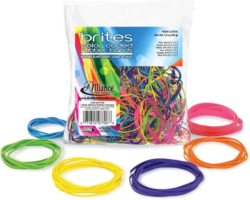 Alliance Rubber 07755 Non-Latex Brites File Bands, Colored Elastic Bands (7" x 1/8", Assorted Colors), 24 Pack in Saudi Arabia