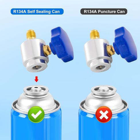 R134A الذاتي الختم يمكن الاستفادة من صمام، R134A فتاحة زجاجات صمام التبريد مع محول خزان التبريد 1/4 "SAE إلى 1/2" ACME لخرطوم شحن التيار المتردد in Kuwait