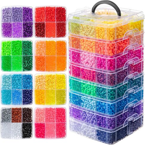 10,000 قطعة من خرز المهر من Umikk، 48 لونًا 6 × 9 مم خرز كاندي بلاستيكي لصنع سوار DIY صناعة تجديل الشعر مجوهرات كاندي سلاسل مفاتيح هدايا الحرف اليدوية (5.73 رطل، تغليف مضاد للصدمات) in Kuwait