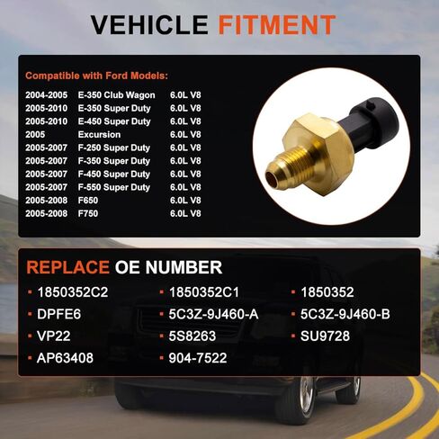 DPFE6 EBP مستشعر الضغط الخلفي للعادم يناسب 2005-2010 Ford 6.0L Powerstroke Diesel 1850352C1 1850352C2 5C3Z-9J460-B 1850352 in Kuwait