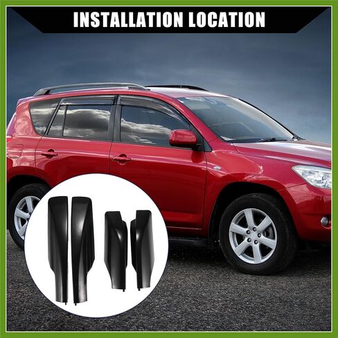 العلوي/سقف الرف القضبان نهاية غطاء حماية غطاء شل لتويوتا RAV4 2006-2012 / القضبان نهاية يغطي غطاء شل / 4 قطع / أسود استبدال أجزاء مكونات السيارة in Kuwait