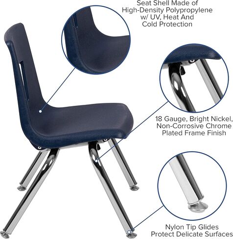 كرسي المدرسة BizChair Navy Student Stack - 12 بوصة in Kuwait