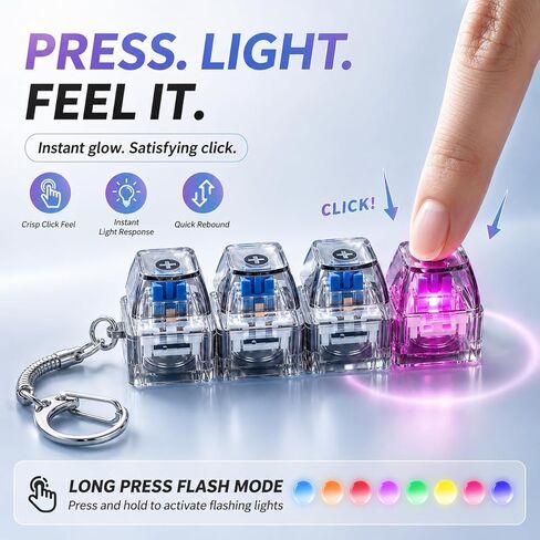 قطعتان من لعبة لوحة المفاتيح - سلسلة مفاتيح Clicky & Silent Clicker مع ضوء LED - لعبة تخفيف التوتر للتركيز والهدوء في العمل أو الدراسة - مثالية للمكتب والمدرسة والسفر in Kuwait