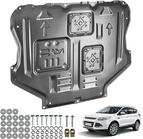 ترقية درع دفقة المحرك الأمامي من الفولاذ المنغنيز لسيارة Ford Escape 2013-2019، واقيات درع دفقة المحرك الأمامي مناسبة للهروب تحت غطاء المحرك، استبدل الأصل مباشرة in Kuwait