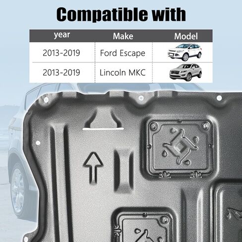 ترقية درع دفقة المحرك الأمامي من الفولاذ المنغنيز لسيارة Ford Escape 2013-2019، واقيات درع دفقة المحرك الأمامي مناسبة للهروب تحت غطاء المحرك، استبدل الأصل مباشرة in Kuwait