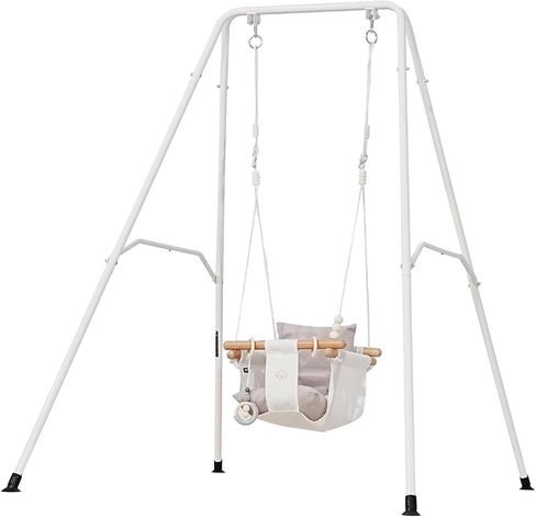 أرجوحة وبلوزة للأطفال الصغار من VEVOR، مجموعة أرجوحة وقافز 2 في 1، وسادة ناعمة مع حامل معدني قابل للطي على شكل حرف A، حبال سميكة شديدة التحمل، سهلة التركيب والتخزين، للعب في الأماكن المغلقة أو الهواء الطلق، رمادي in Kuwait