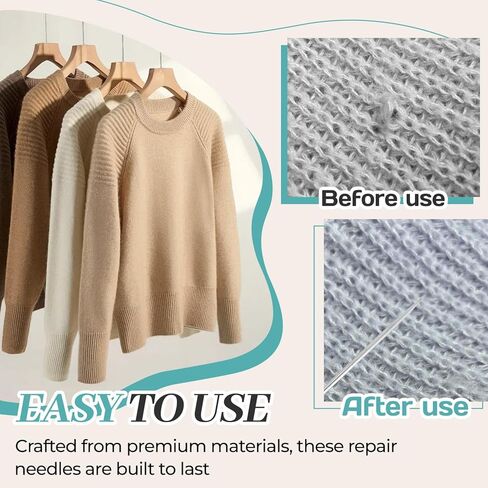 15Pcs Snag Repair Tool,0.03" x 2.36" Snag Nab It Tool,Snag Repair Needle,Leather Craft Sewing Needle Breakage Repair Tool for Knitwear Care and Fabric Maintenance in Kuwait