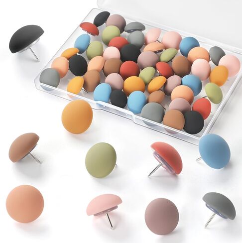 30Pcs Push Pins, 10 Colors Cute Decorative Push Pins, Colorful Round Matte Thumb Tacks for Cork Board, Bulletin Board & Home Office in Kuwait