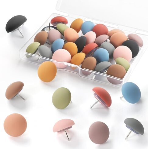 30Pcs Push Pins, 10 Colors Cute Decorative Push Pins, Colorful Round Matte Thumb Tacks for Cork Board, Bulletin Board & Home Office in Saudi Arabia