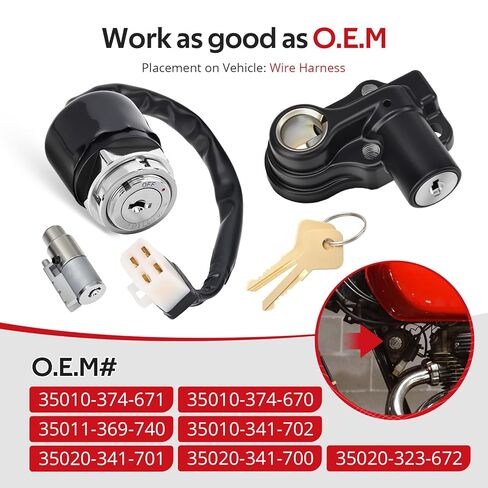 JAVIK Ignition Key Switch Lock Set for Honda CB200T CB350F CB360 G T CB500K CB550K CB750K CL360 1972-1976 O.E.M# 35010-374-671 in Kuwait