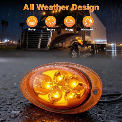مصابيح إشارة الانعطاف الجانبية LED من العنبر متوافقة مع 2008-2017 Freightliner Cascadia، قطعتان من مصابيح التخليص المختومة من جانب الكابينة الأمامية تحل محل A0682313001 in Kuwait