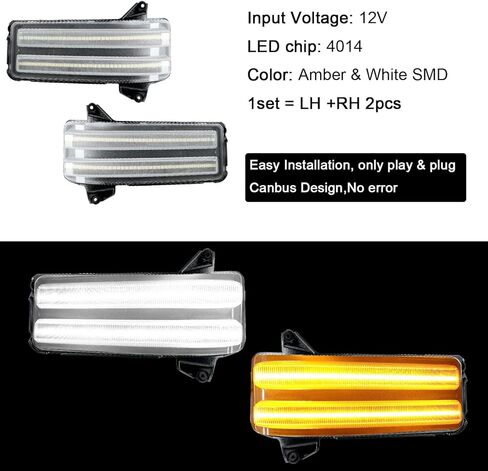 ROCCS LED أضواء إشارة الانعطاف المتتابعة باللون الكهرماني لـ 2020-2026 Chevy Silverado/GMC Sierra 2500HD 3500HD، أضواء علامة مرآة السحب الخلفية، مصابيح بيضاء لوقوف السيارات/الشحن، عدسات شفافة in Kuwait