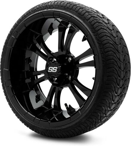 عجلات عربة الجولف MODZ® Vampire Black مقاس 15 بوصة ومجموعة إطارات Arisun Cruze (215/35-15) منخفضة المستوى DOT Golf Cart Tyre - مجموعة من 4 قطع in Kuwait