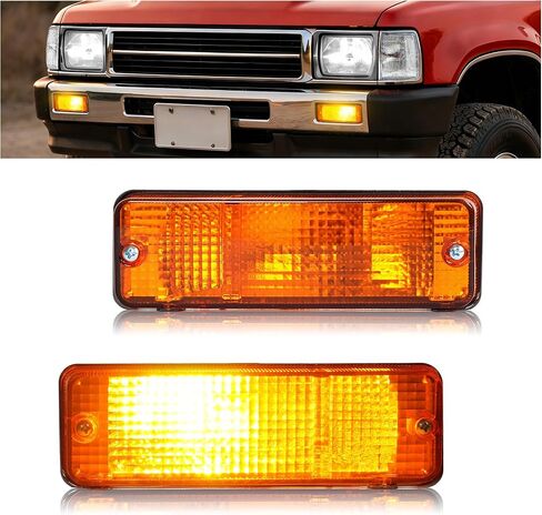مصابيح إشارة الانعطاف HECASA متوافقة مع 1984-1988 Toyota 4Runner/Pickup، مصابيح المصد الأمامي مع استبدال المصابيح لTO2521105 TO2530106، السائق الأيسر وعدسة صفراء من جانب الراكب الأيمن in Kuwait