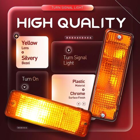 مصابيح إشارة الانعطاف HECASA متوافقة مع 1984-1988 Toyota 4Runner/Pickup، مصابيح المصد الأمامي مع استبدال المصابيح لTO2521105 TO2530106، السائق الأيسر وعدسة صفراء من جانب الراكب الأيمن in Kuwait