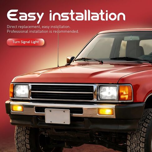 مصابيح إشارة الانعطاف HECASA متوافقة مع 1984-1988 Toyota 4Runner/Pickup، مصابيح المصد الأمامي مع استبدال المصابيح لTO2521105 TO2530106، السائق الأيسر وعدسة صفراء من جانب الراكب الأيمن in Kuwait
