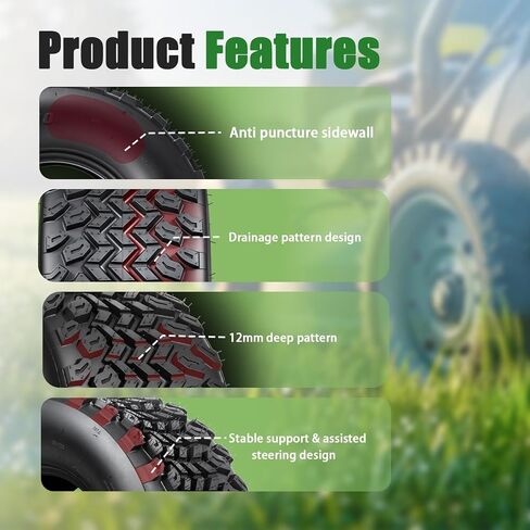 إطارات TRIPOWER 4.80/4.00-8 - إطار 4.00-8 AG لجرار وعربة جزازة العشب للمزرعة، بدون أنبوب 4PR، سعة 400 رطل، مجموعة من 2 in Kuwait