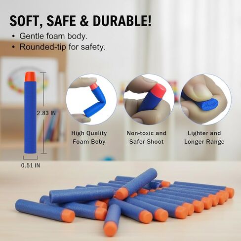 500 قطعة من سهام إعادة التعبئة من Nerf Bullets لمسدسات Nerf Guns N-Strike Elite Series عبوات ذخيرة من الفوم - متوافقة مع جميع مسدسات Elite باللون الأزرق in Kuwait