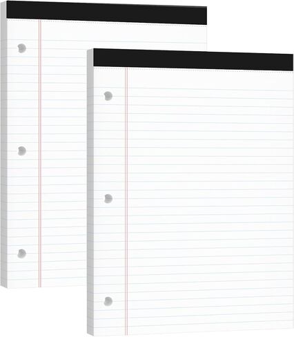 وسادات قانونية مقاس 8.5 × 11، 50 ورقة/حزمة، عبوتان، وسادات كتابة مثقوبة بثلاث فتحات، ورق مبطن أبيض واسع، دفتر ملاحظات مقاس 8.5 × 11.75، دفاتر ملاحظات مقاس 8.5 × 11 للأعمال والمدرسة واللوازم المكتبية in Kuwait