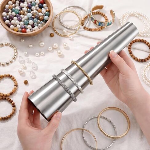 Shimeyao 1 حزمة البيضاوي المصبوب سوار الكفة الفولاذ مغزل 12 "× 3" منحني الإسورة أداة صنع المجوهرات، معدن فضي تشكيل ملحق لتشكيل سوار والتحجيم in Kuwait