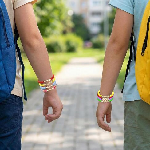 40 مجموعة من أساور الصداقة من طين البوليمر لنهاية العام، مجموعة أساور للتخرج، بكميات كبيرة مع بطاقات، أكياس شفافة، تبادل الهدايا in Kuwait