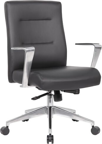 Boss Office Products Modern Conference Chair with Aluminum Arms and Base, Black in Kuwait