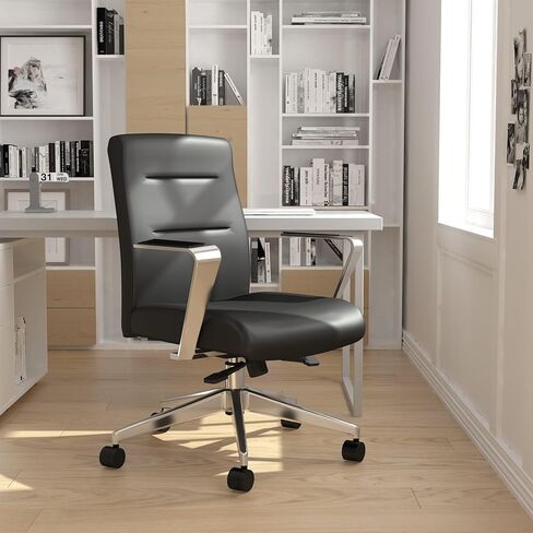 Boss Office Products Modern Conference Chair with Aluminum Arms and Base, Black in Kuwait