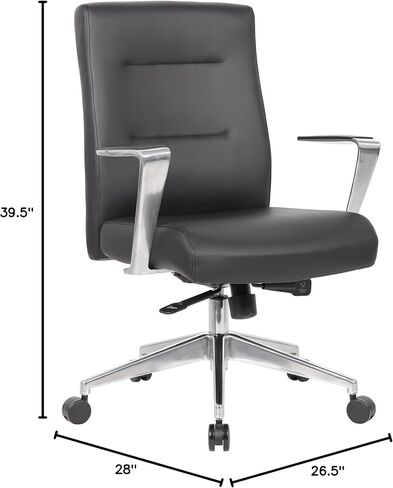 Boss Office Products Modern Conference Chair with Aluminum Arms and Base, Black in Kuwait