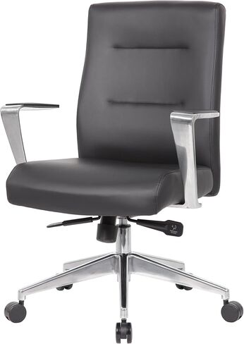 Boss Office Products Modern Conference Chair with Aluminum Arms and Base, Black in Kuwait