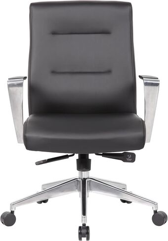 Boss Office Products Modern Conference Chair with Aluminum Arms and Base, Black in Kuwait