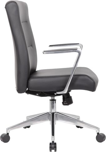 Boss Office Products Modern Conference Chair with Aluminum Arms and Base, Black in Kuwait
