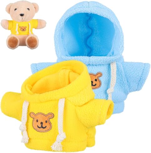 Toyvian 2 قطعة دمية دب قطيفة صغيرة زي حيوان محشو زي فتاة صبي دمية قطيفة مقنعين سترة ملابس لطيف حيوان محشو ملابس الزي للدببة 6-8 بوصة in Kuwait