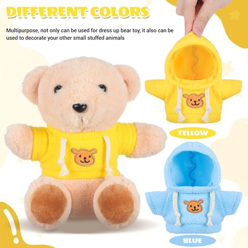 Toyvian 2 قطعة دمية دب قطيفة صغيرة زي حيوان محشو زي فتاة صبي دمية قطيفة مقنعين سترة ملابس لطيف حيوان محشو ملابس الزي للدببة 6-8 بوصة in Kuwait