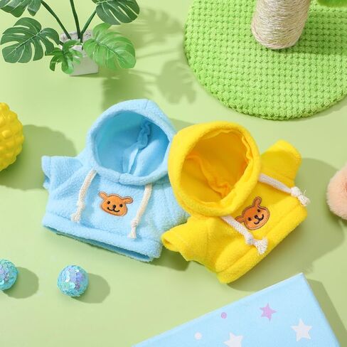 Toyvian 2 قطعة دمية دب قطيفة صغيرة زي حيوان محشو زي فتاة صبي دمية قطيفة مقنعين سترة ملابس لطيف حيوان محشو ملابس الزي للدببة 6-8 بوصة in Kuwait